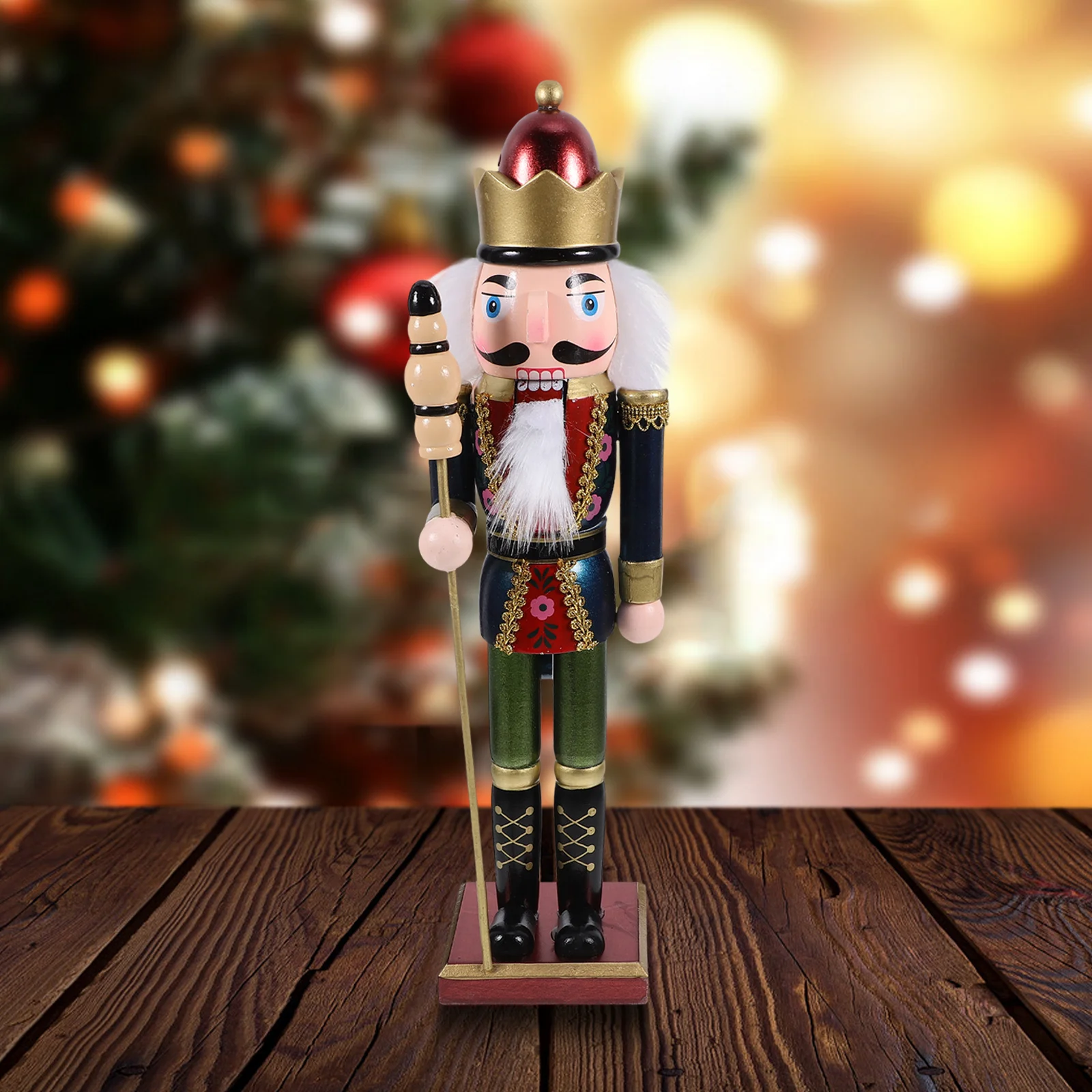 

Wooden Nutcracker Ornament Christmas Soldier Statue Festive Table Centerpiece Holiday Decor for Living Room Shelf Window Sill