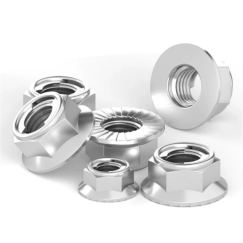 M4 M5 M6 M8 M10 M12 304/316 Stainless Steel Flat/Toothed Hex Flange Nuts Metal Hexagon Flange Lock Nuts Locknut GB6187