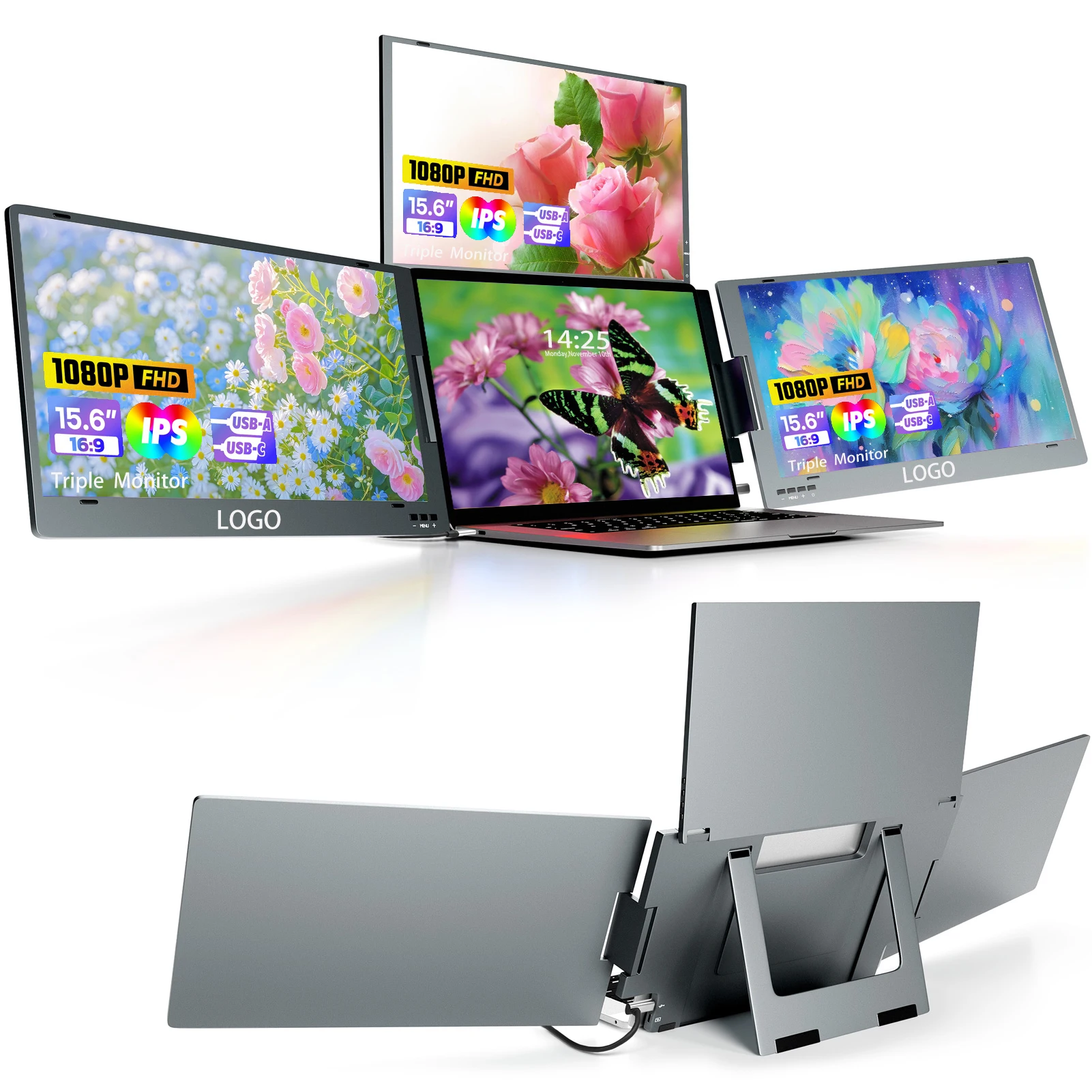

Notebook Computer Quad-screen Extender - 15.6-inch Full HD 1080P - One Cable Connects To Dual-screen Display