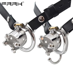 FRRK Male Chastity Belt with Brutal Spiked Pleasure Cock Cage Small Metal Penis Rings BDSM Adults Supplies Intimate Sex Toys