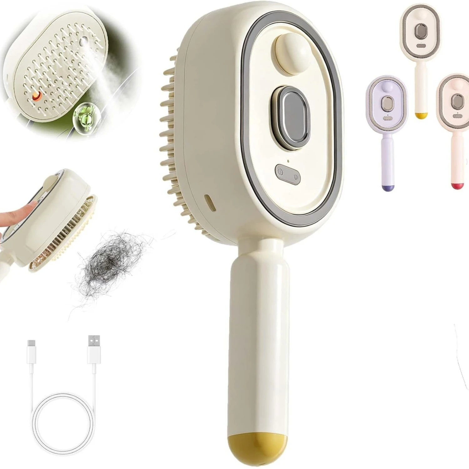Escova de Cabelo Elétrica a Vapor com Função de Névoa Simultânea, Tecnologia de Íons Mais Fortes, Menos Quebra, Sem Resíduos para Cabelos Bonitos