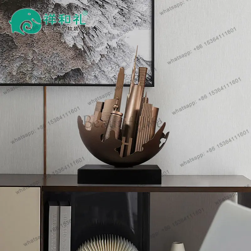 Entrance abstract stainless steel ornaments hotel light luxury high-end decoration floor art sculptures