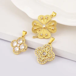 High Quality Flower Sparkling Zircon Charm Pendant for Diy Necklace Women Copper Jewelry Handmade Accessories Fashionable Gifts