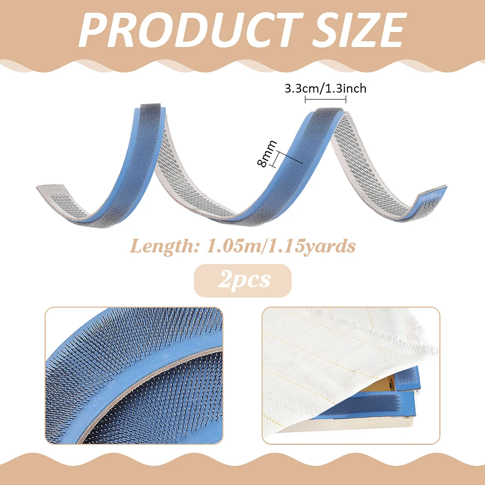 2 PCS Tufting Gripper Strips 41.3 Inch Steel Rug Hooking Gripper High Strength Blue Frame Grip