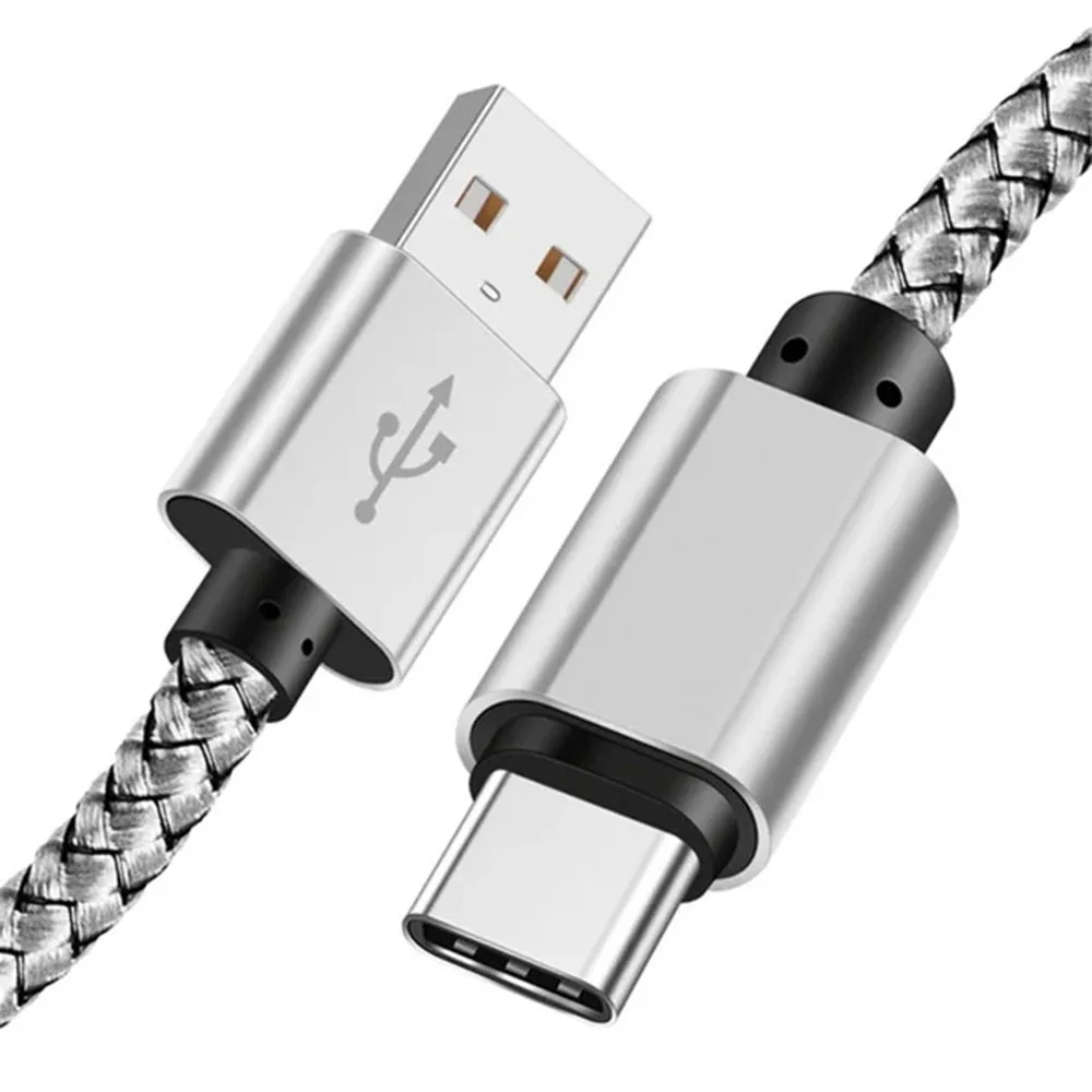 Nylon Datakabel Snelle Oplader USB A naar Type C Oplaadkabel Voor Huawei Samsung Android telefoon Type C Oplaadapparaat 1M 2M 3M