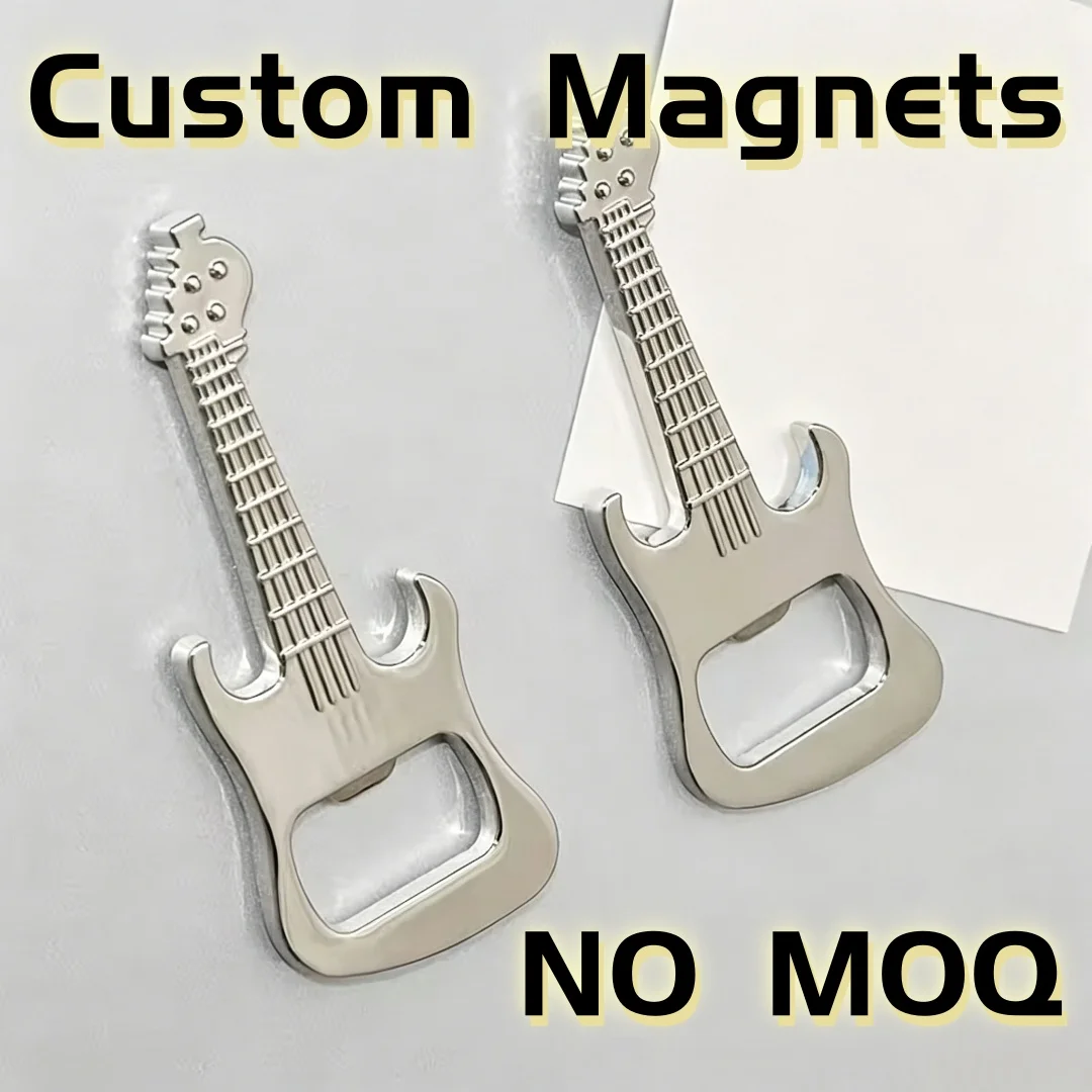 Custom Bottle Opener Fridge Magnets Electric Guitar Shape Refrigerator Magnet Beer Opener Music Lover Kitchen Decor Gift