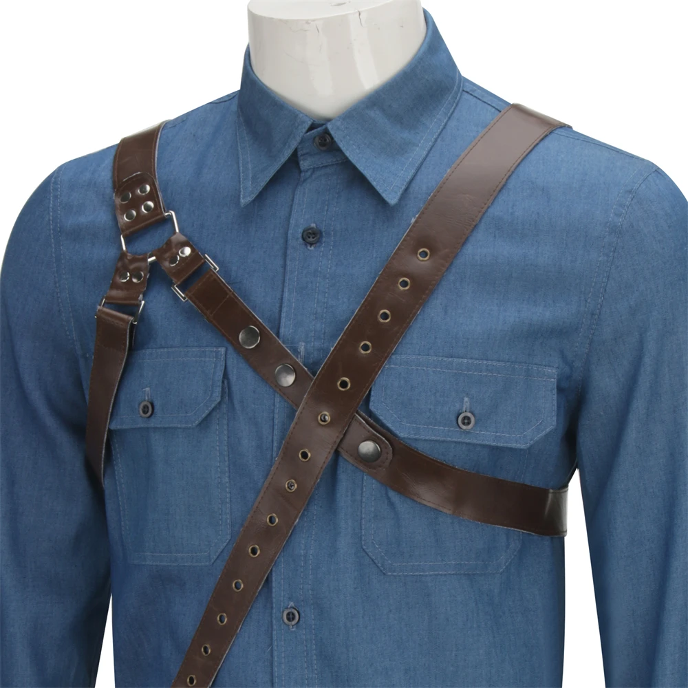 The Evil Dead Ash Costume Full Set Uniform with Suspenders Evil Dead: The Game Halloween Cosplay Outfits