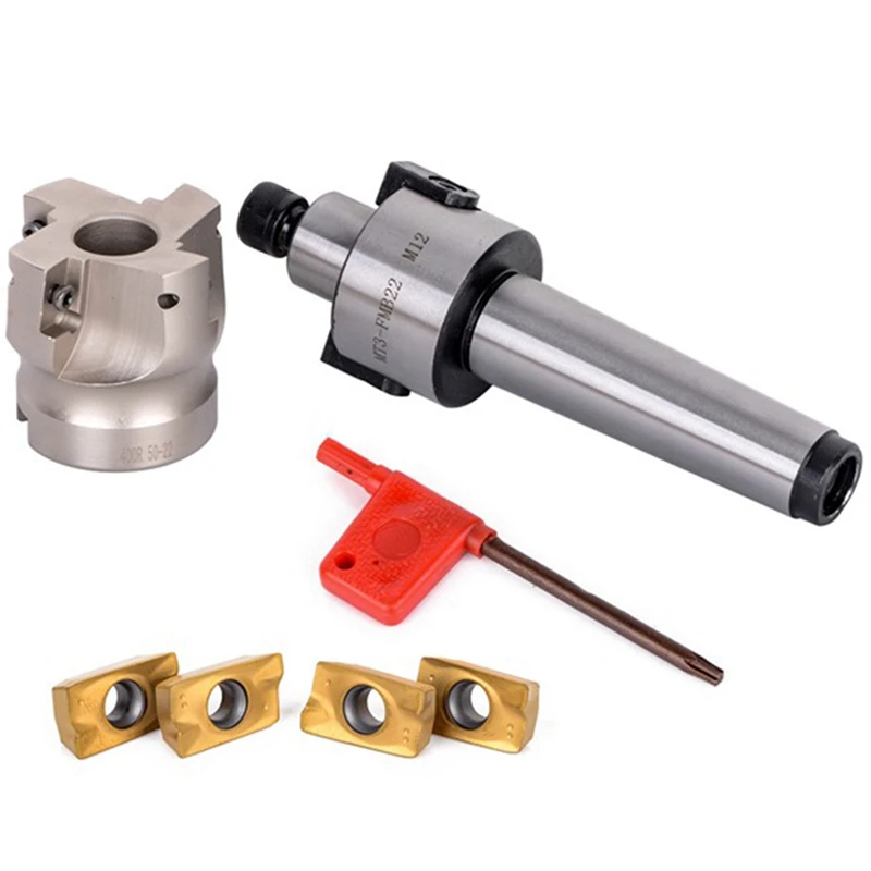 NEW-MT3 FMB22 Tool Holder 400R 50Mm End Face CNC Milling Cutter 4 APMT1604 Carbide Insert Set