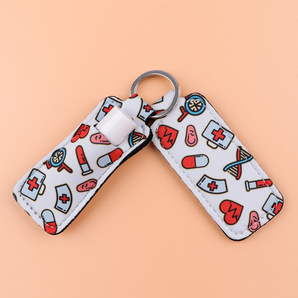 Doctor Autism Logo Lipstick Keychain Holder Lip Balm Holder Keychain Clip Kolorowy brelok do kluczy Lipstick Holder dla kobiet 1szt