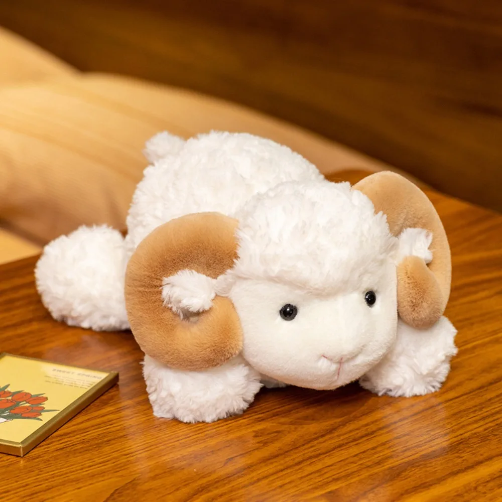 

Lying Baby Goat&Cow Plush Doll PP Cotton Fluffy Cute Animal Plush Toys Soft Stuffed Big Horns Goat Toys Easter Gifts