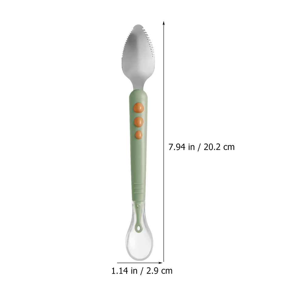 Colher de treinamento para bebês, raspador de frutas, purê de silicone verde claro, colheres de alimentação para bebês e crianças pequenas