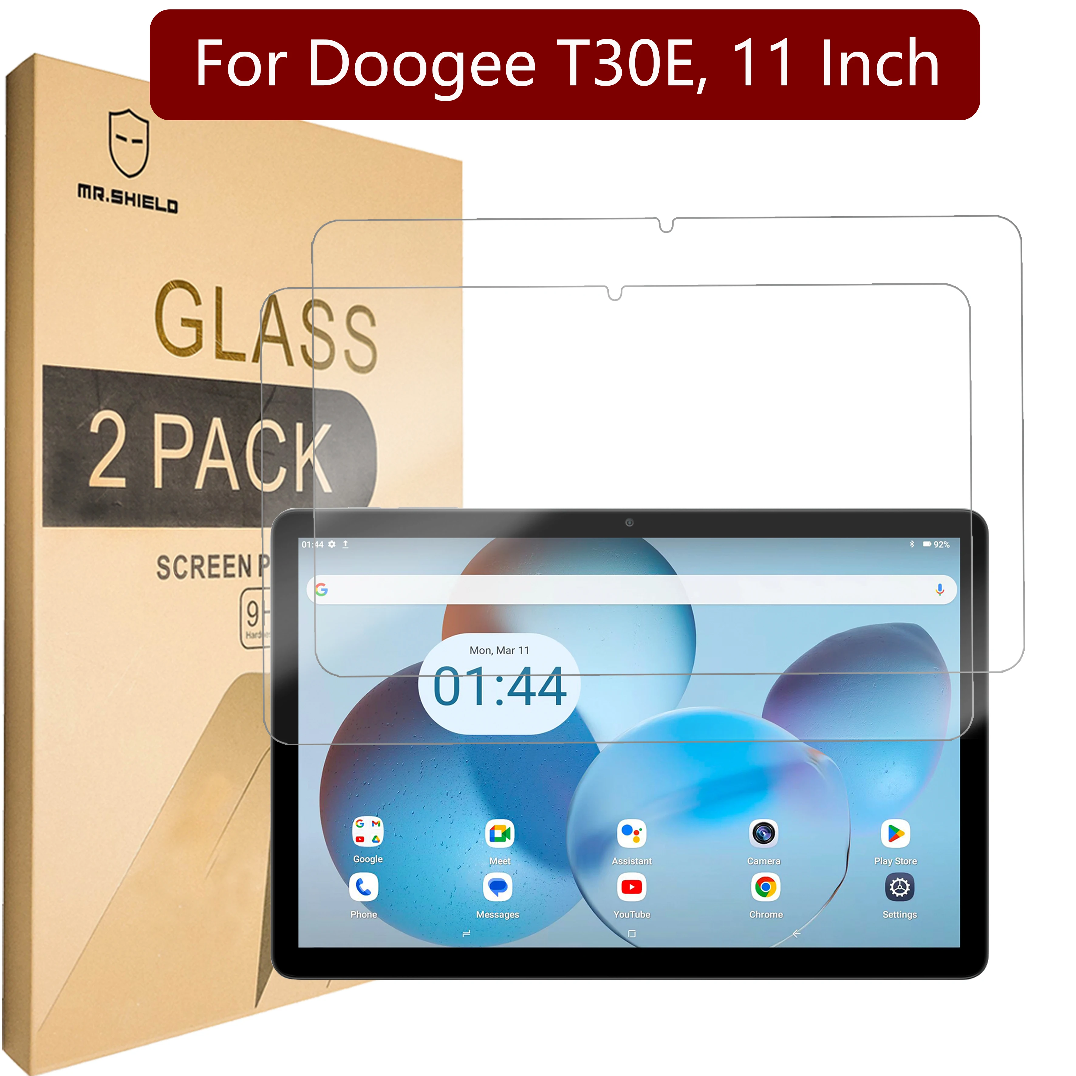 

Mr.Shield Screen Protector compatible with Doogee T30E,11 Inch [Tempered Glass] [2-PACK] [Japan Glass with 9H Hardness]