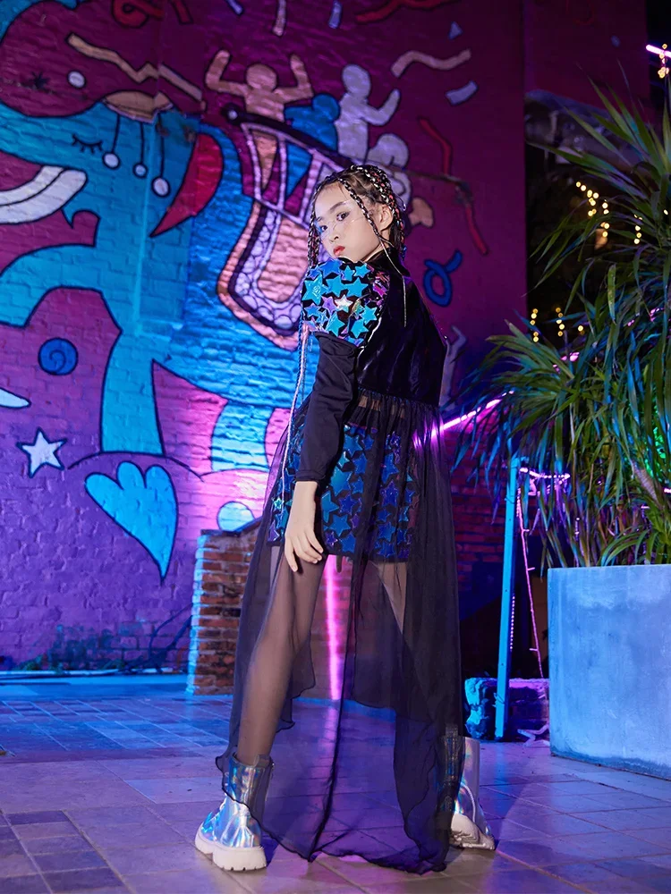 New Hip Hop Performance Clothes Girls Sequin Costumes Children'S Jazz Dance Costumes Model Catwalk Stage Costumes OA2310