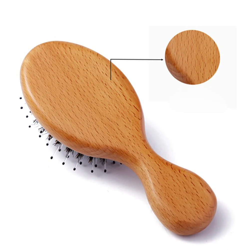 

Mini Portable Green Beech Scalp Care Massage Comb Non-Static Hairbrush Airbag Bristle Brush Haircut Tool