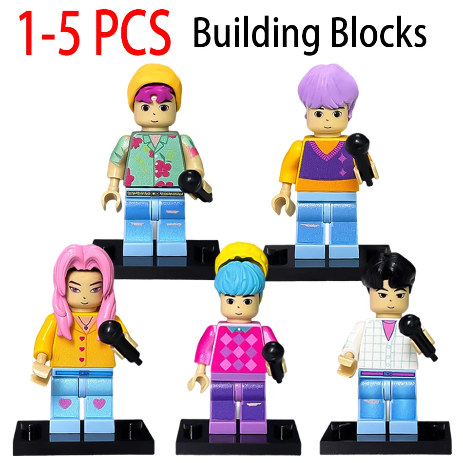 

KPOP Demon Hunters Cartoon Doll Building Blocks Kawaii Mini Action Figure Head Assembly Toys Children's Educational Toys Gift