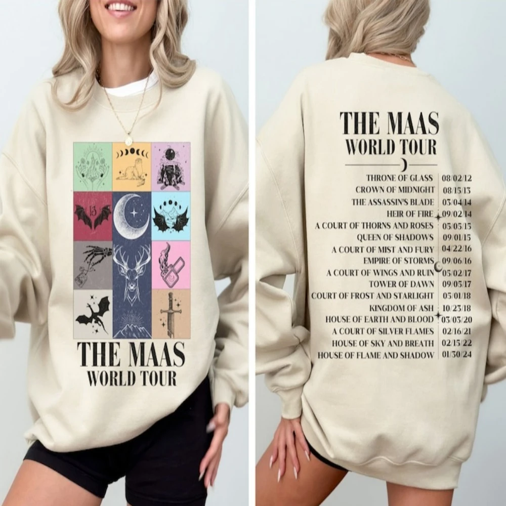 Bluza chłopięca Sarah J. Maas World Tour ACOTAR - Merch TOG SJM z Cassianem, Nestą, Rhysandem i Azriellem Velarisem