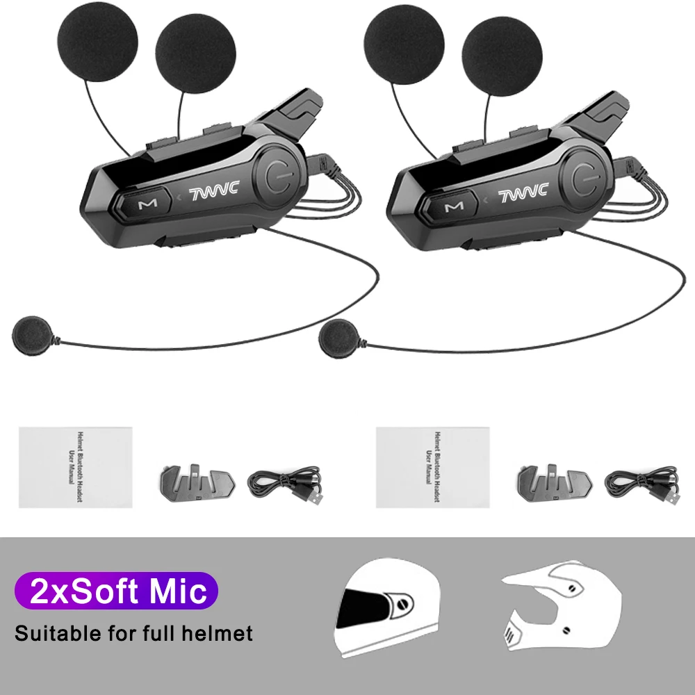 1/2X1 Bluetooth Motorhelm Intercom Headset Voor 2 Rider 1000 M intercomunicador Moto Interphone Draadloze Handsfree bellen