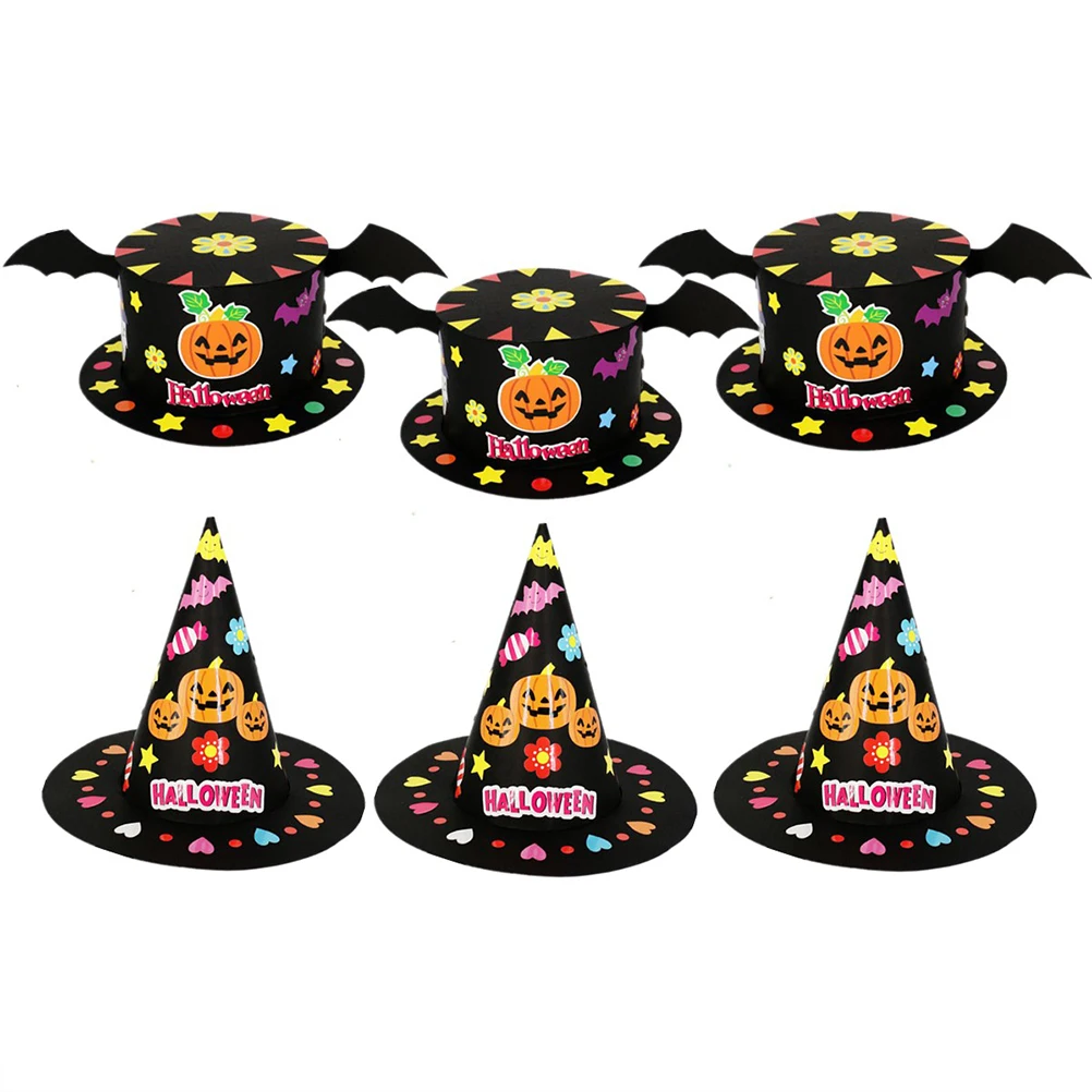 

2 Pcs Hat Kids Halloween DIY Craft Kit Puzzle Christmas Party Decorations Stimulate Kids Halloween Hat Imagination