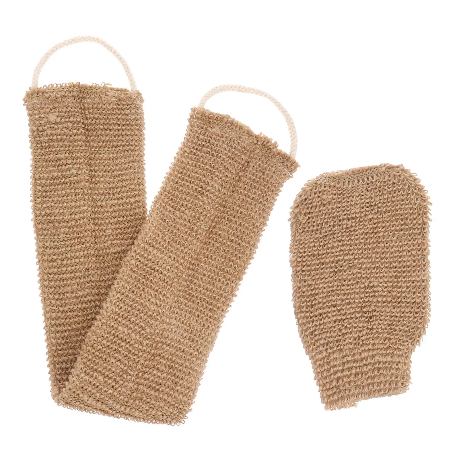 

2Pcs Ramie Jute Bath Gloves Exfoliating Back Scrubber Body Scrub Long Strap Dead Skin Removal Exfoliator Scrubber