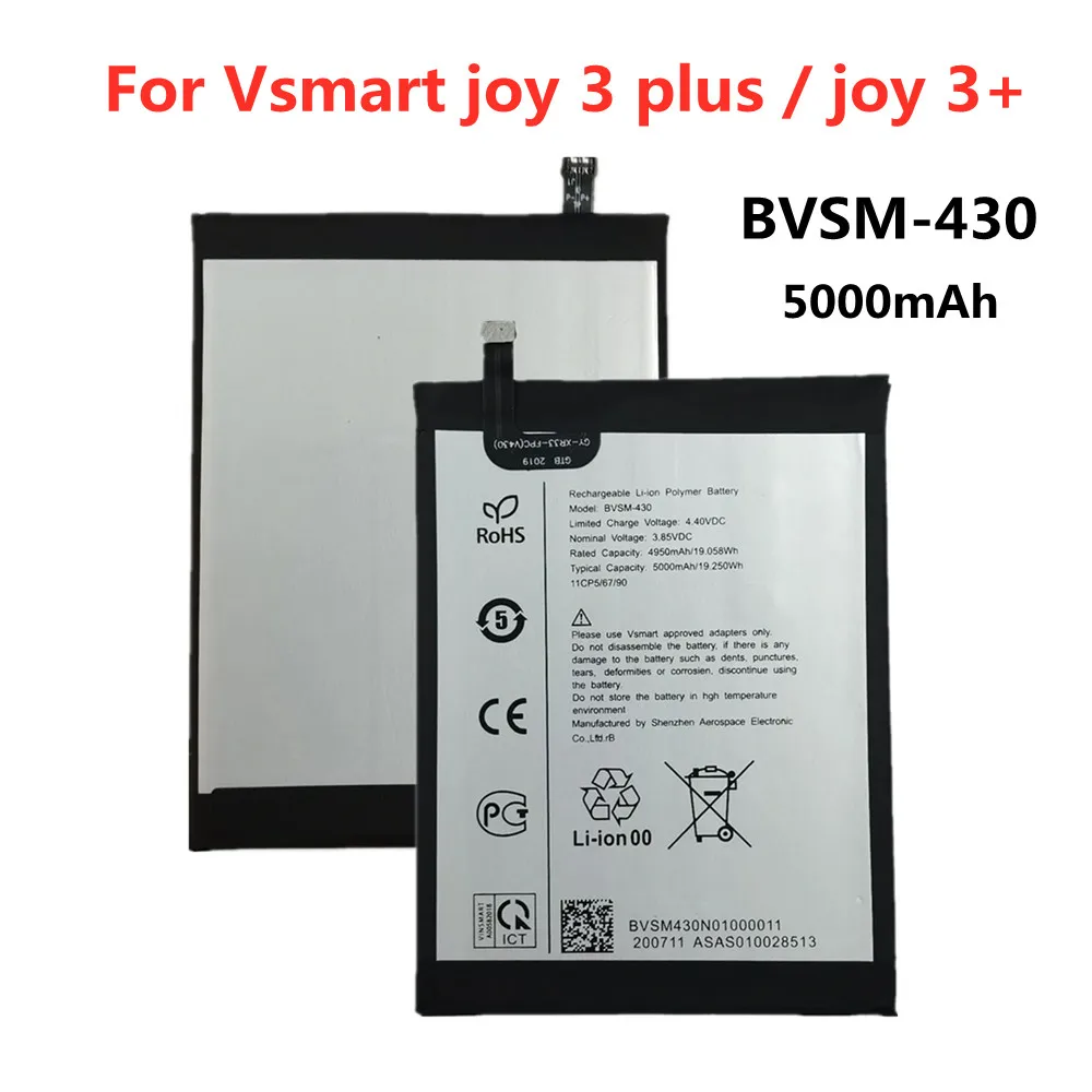 

5000mAh BVSM-430 Battery For Vsmart joy 3 plus / joy 3+ BVSM 430 BVSM430 Phone Battery Batteries Bateria In Stock Fast Shipping