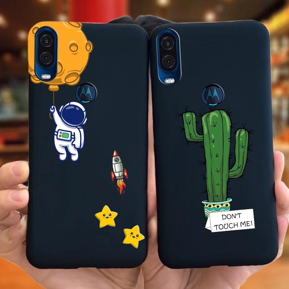Cute Phone Case For Motorola Moto One Vision / Moto One Macro Soft TPU Black Silicon Cover Cases For MOTO Onevision XT1970
