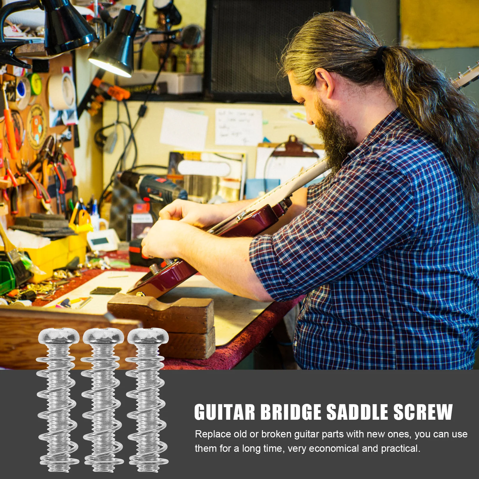 

1 set Electric Bridge Screws Set Saddle Bridge Screws For Tremolo System, Metal Guitar Accessories, String Fixing Parts, Guitar