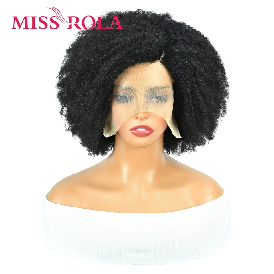 

Miss Rola Brazilian 13X5X1 Lace Part Human Hair Wigs Left Side Part Hairline Afro Kinky Wig Remy Curly Lace Wig 210% Density