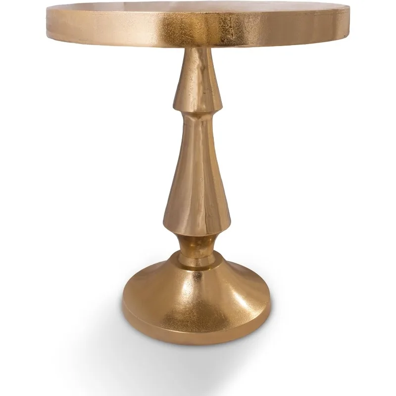 Large Round Metal Side Table, Larissa, Accent, End, Pedestal, Martini, Cocktail and Drink Table for Living Room