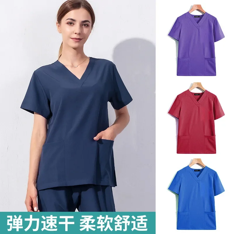 Quick-drying Fabric Elastic Dentist Work Clothes Beauty Hospital Operating Room Brush Hand Suit Nurse Suit