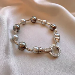 Fashion Zircon Pearl Bracelet for Women 2024 New Irregular Round Bracelet Original Design Jewelry Accessories Anniversary Gift