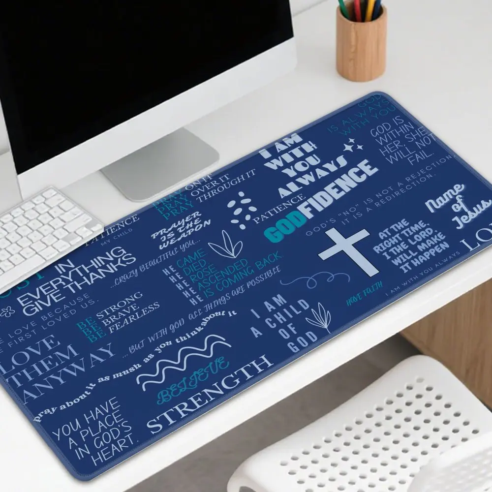 Christian Quotes Mouse Pad Desk Mat Large Non Slip Rubber Inspirational Faith Office Gaming Mat