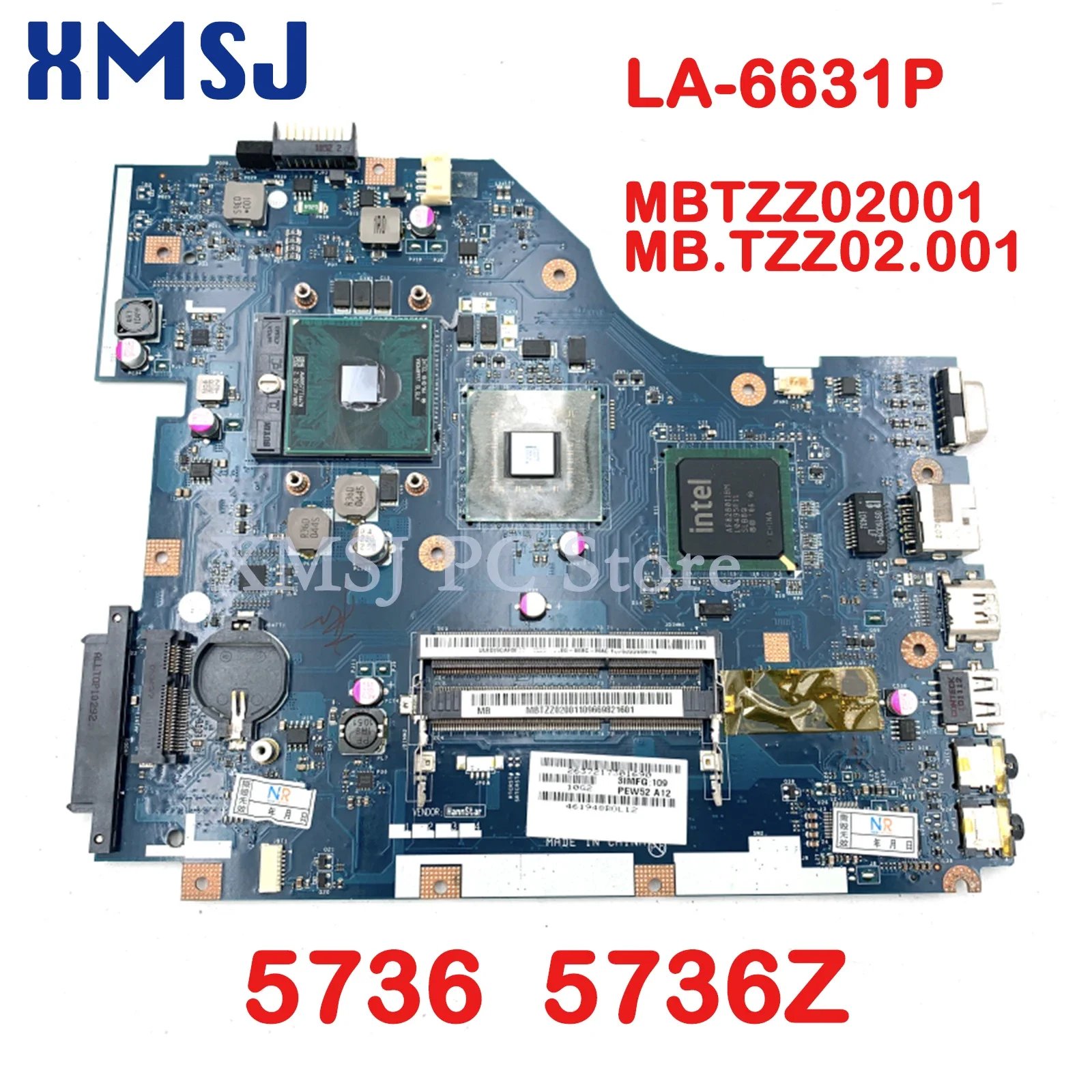 Xmsj Voor Acer Aspire 5736 5736z Laptop Moederbord Pew72 LA-6631P Mbtzz02001 Mb. Tzz02.001 Gm45 Ddr3 Gratis Cpu Volledige Test