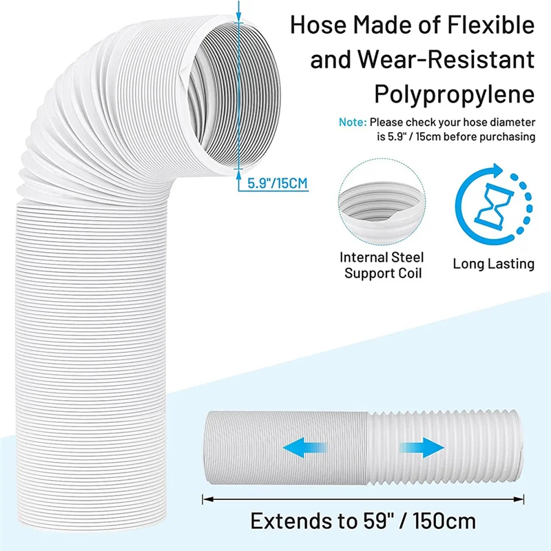 Portable Air Conditioner Window Vent Kit With 5.9In Exhaust Hose Seamless Adjustable Sliding Door AC Kit Window Seal Kit-AA26