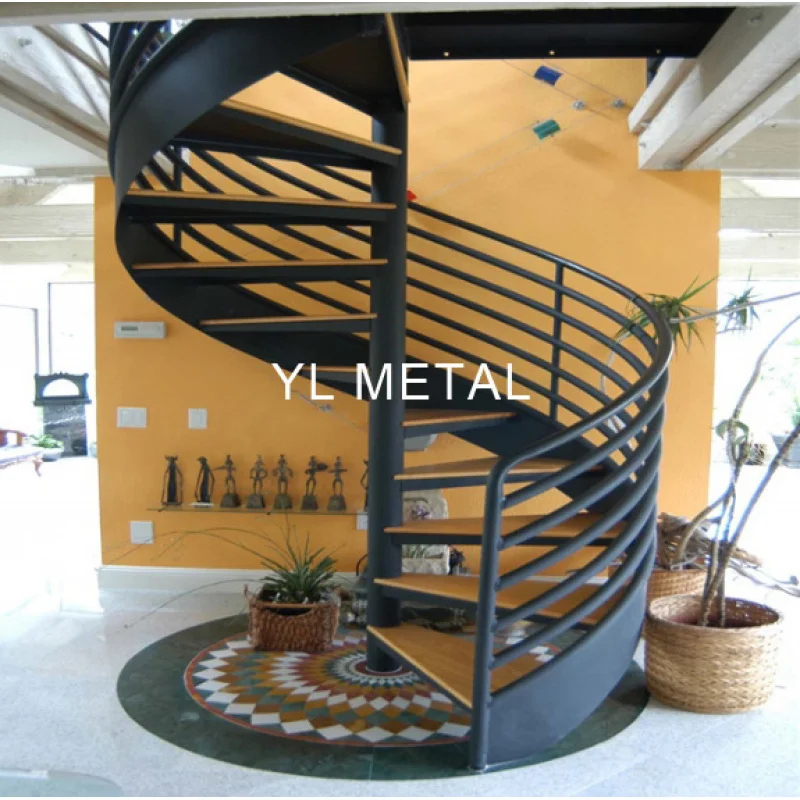 

10 0.Zhang.Custom.YL Top-Ranked outdoor staircase black surface easy to install rotating staircase