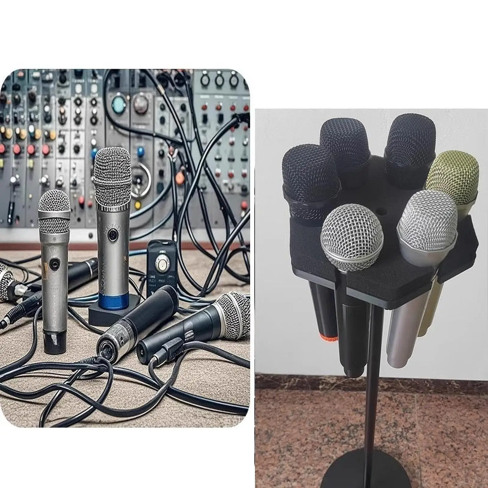 Space Saving Microphone Organizer Rack Holds Up to 6 Mics for Professional Studio Performance Desk Storage