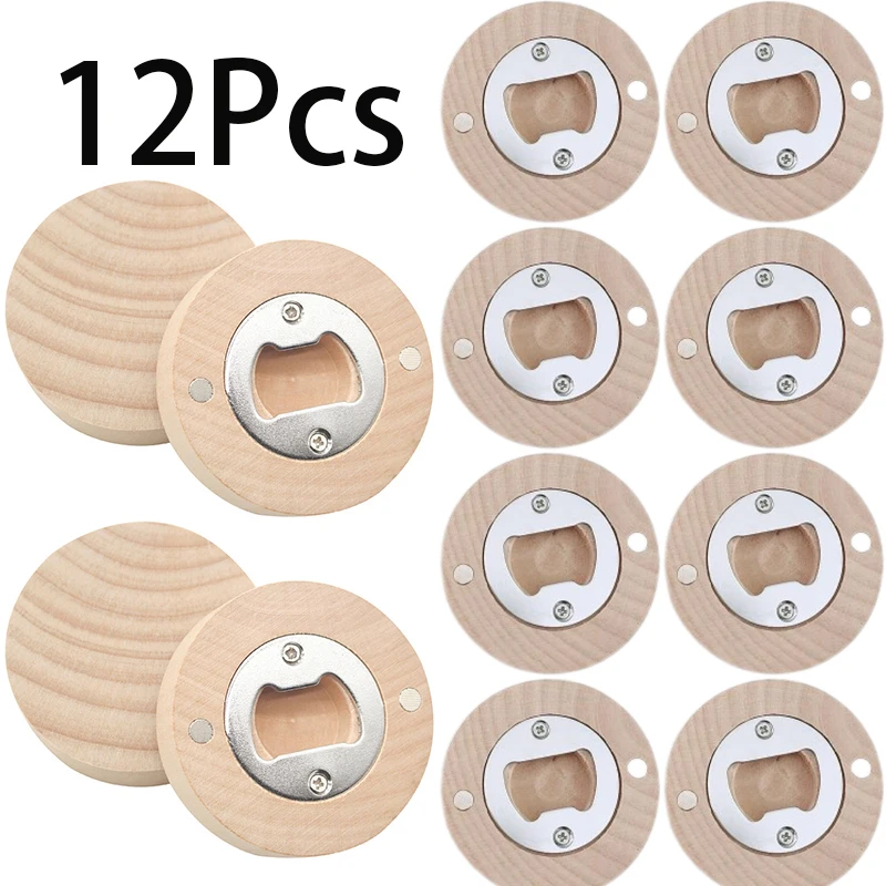 

12Pcs Wood Fridge Magnet Bottle Opener Keepsake for Thoughtful and Handsome Gifts