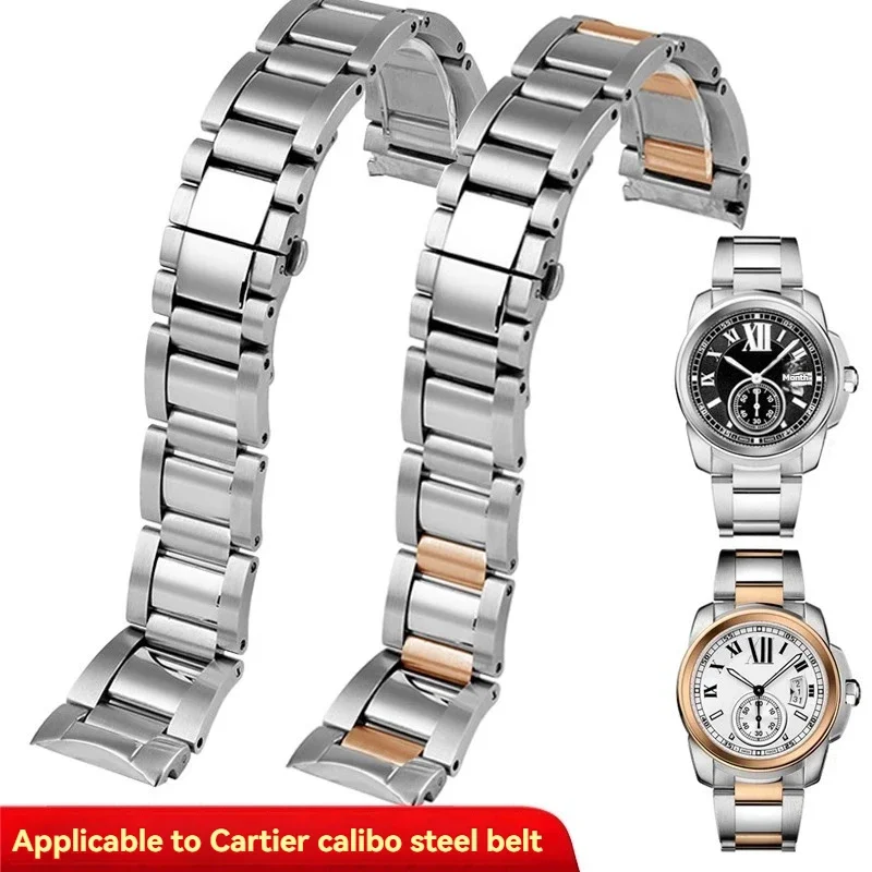 For Cartier Caliber Watch Chain W7100037 W7100041 W7100015 Series Stainless Steel Strap Watchband Wen Women Metal Bracelet 23mm