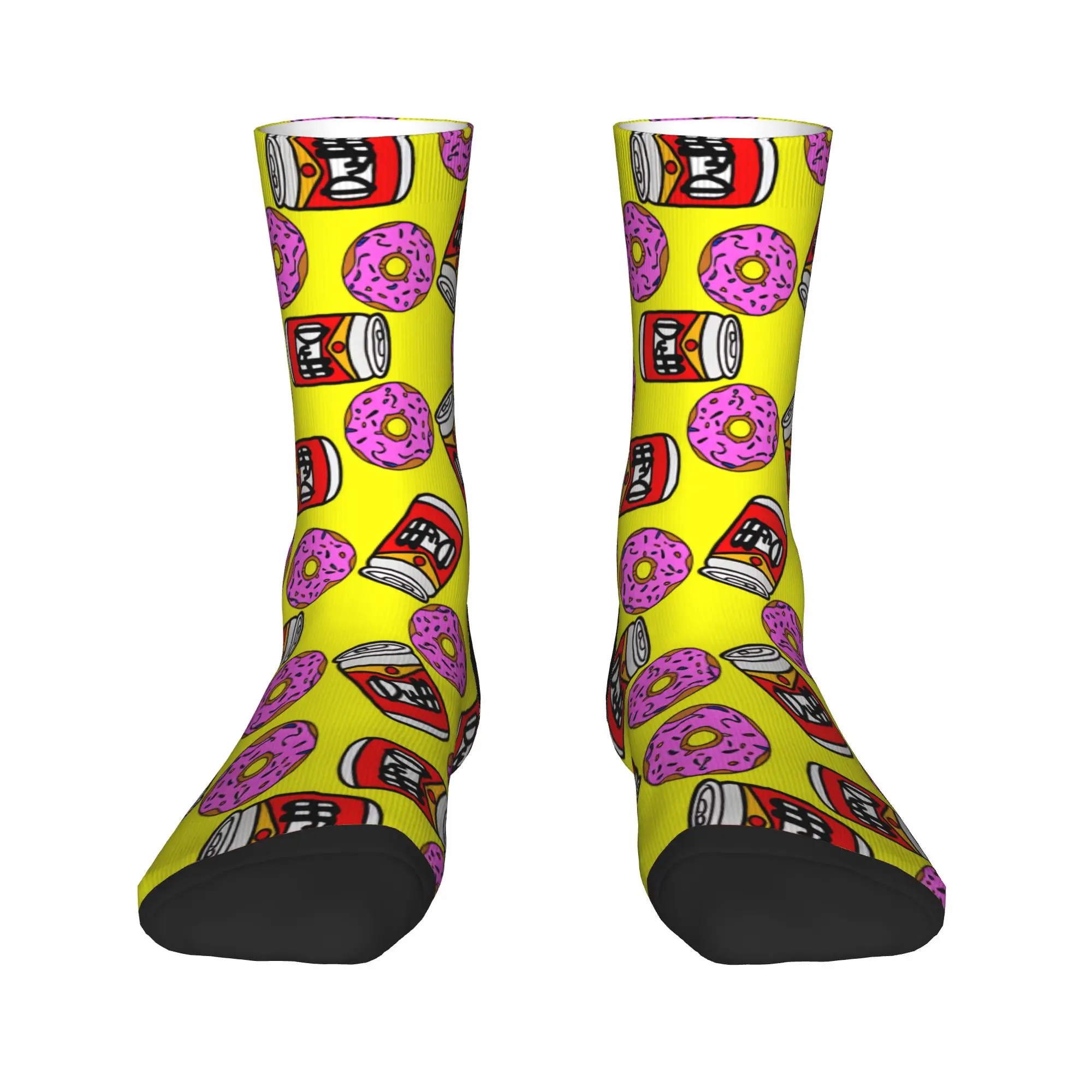 Homer S-Simpsons Donut & Duff Beer Socks  Gothic Stockings Winter Non-Slip Men Socks Quality Design Running Socks