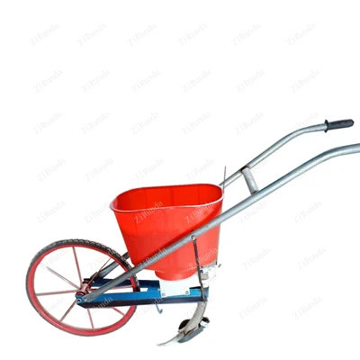 *Kleine agrarische bemesting artefact graan hand push-top dressing zaaimachine