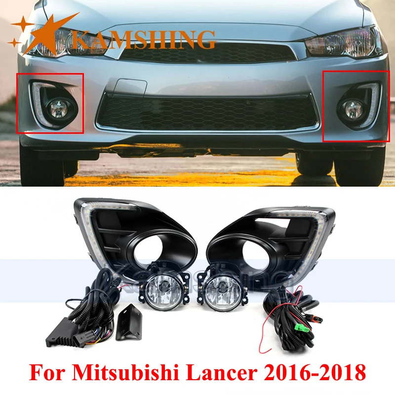 

CAPQX 1 компл. светодиодный передний бампер противотуманные фары для Mitsubishi Lancer 2016-2018 дневные ходовые огни указатель поворота лампа дальнего света
