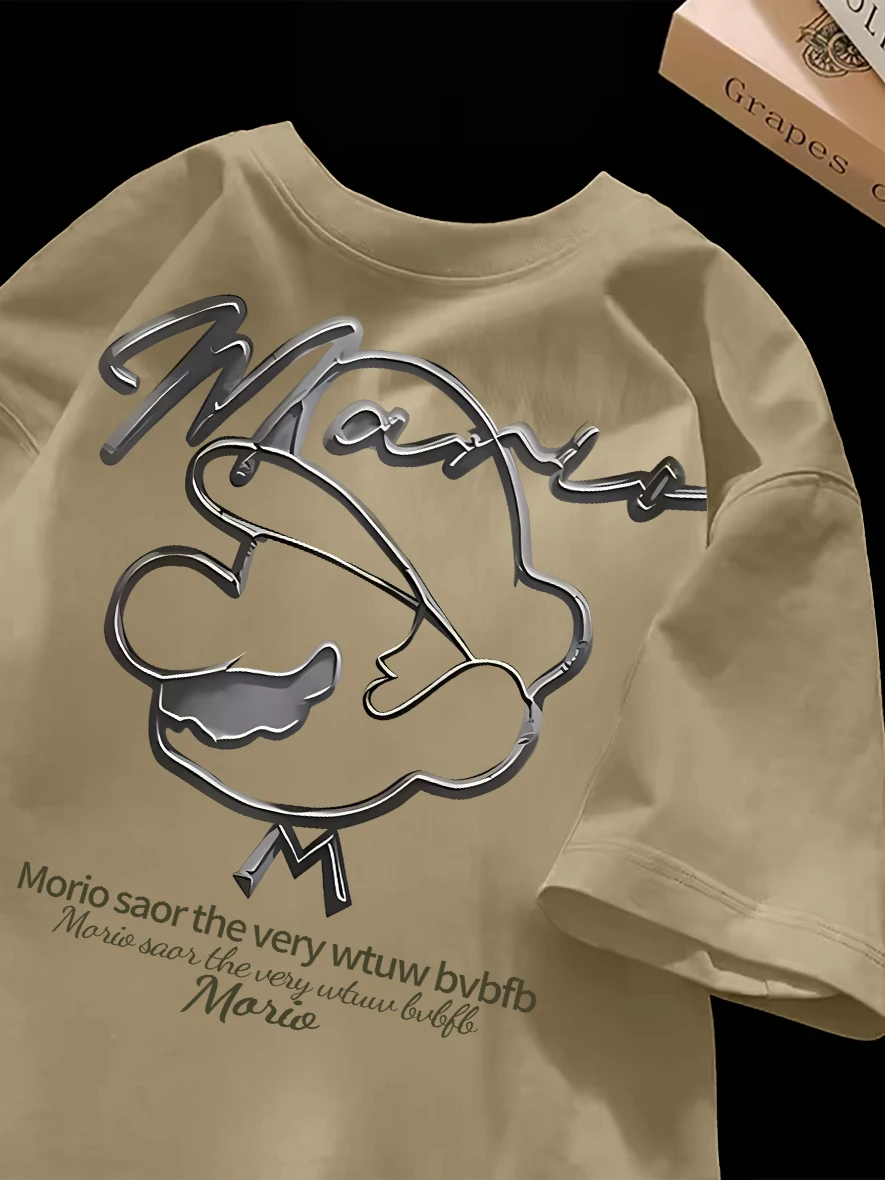 

Fashionable Short Sleeve T-Shirt Unisex Summer Stylish High-End Feeling Cut Label Casual Wear Resistant Pilling Other Material