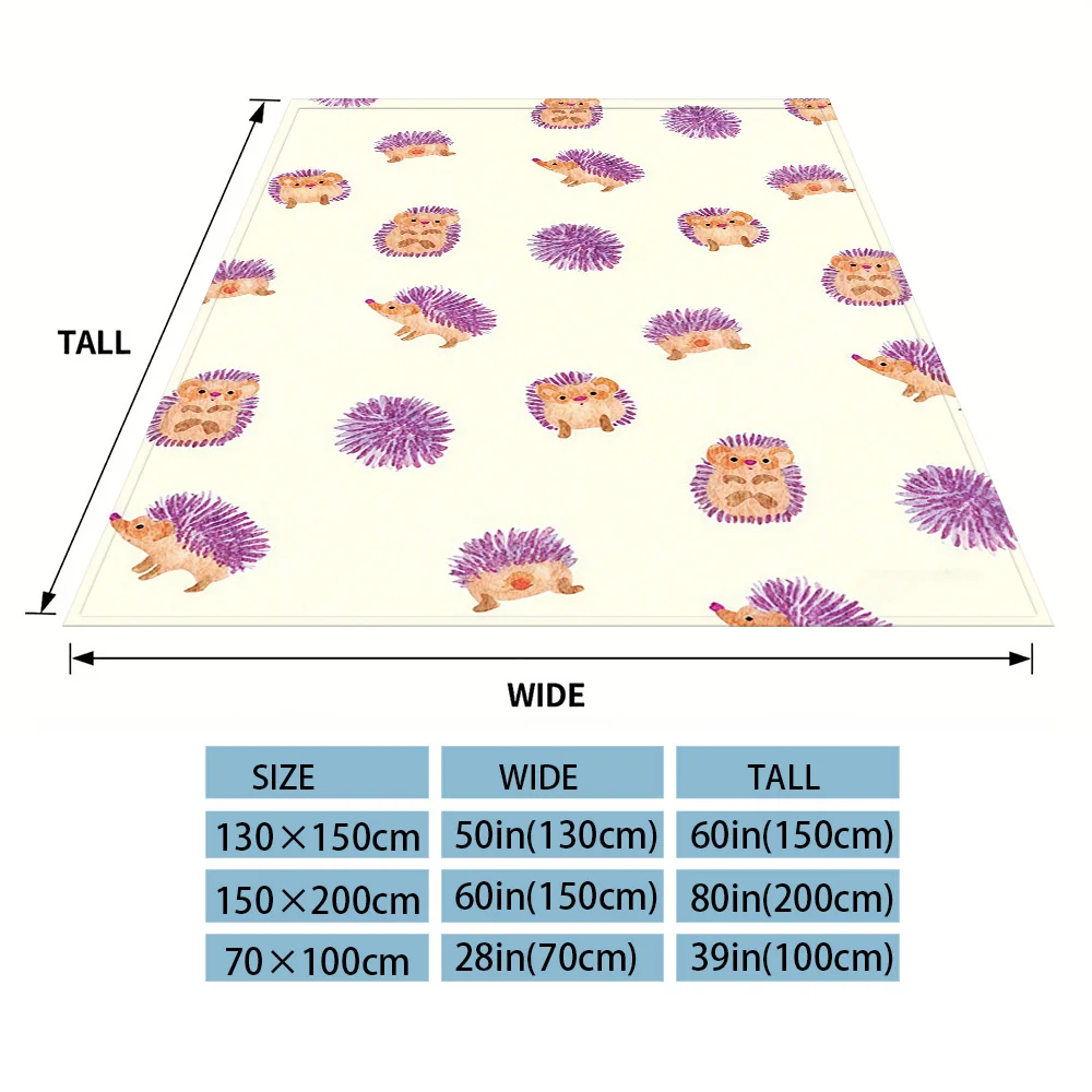 Purple Hedgehog Nap Blanket,Flannel Blanket,Suitable For Sofas,Beds,Cars,Rooms,Offices,Camping,Exquisite Gift Blankets