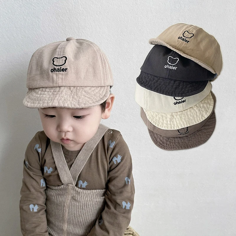 Baby Cute Kawaii Bear Korean Sport Baseball Cap Turban Spring Summer Cotton Infant Sun Protector Hat Bucket for Toddler Boy Girl