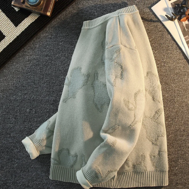 men's autumn winter long sleeves knit sweater round neck new model jacquard keep warm high quality pullover leisure fashion tops