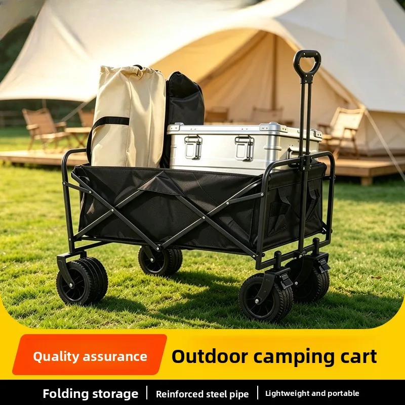 Rugged All Terrain Swivel Wheel Outdoor Camping Cart Portable Foldable Large Capacity Wholesale Picnic Camping Cart