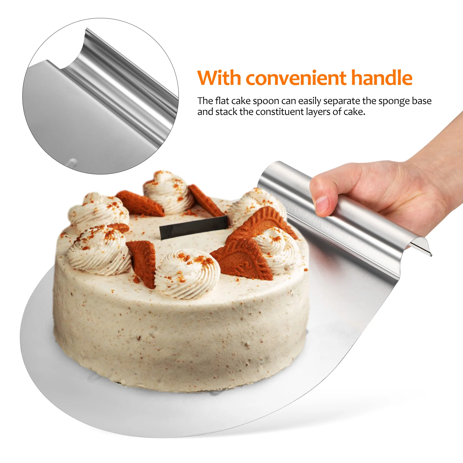 

Stainless Steel Stand Lifter Smooth Surface Easy Stainless Steel Cake Lifter Clean Baking Tool Pizza Server Spatula Shovel