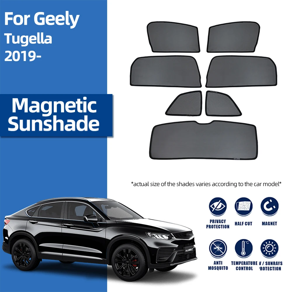 For Geely Tugella 2019-2024 Car Sunshade Shield Magnetic Rear Side Baby Window Sun Shade Visor Front Windshield Curtain