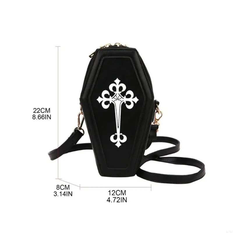 X7XC VINTAGE HANDBAG GOTHIC สำหรับ Crossbody Bag Halloween Shouldy Bag Bag Coffin Porses สำหรับเพื่อนวันเกิด