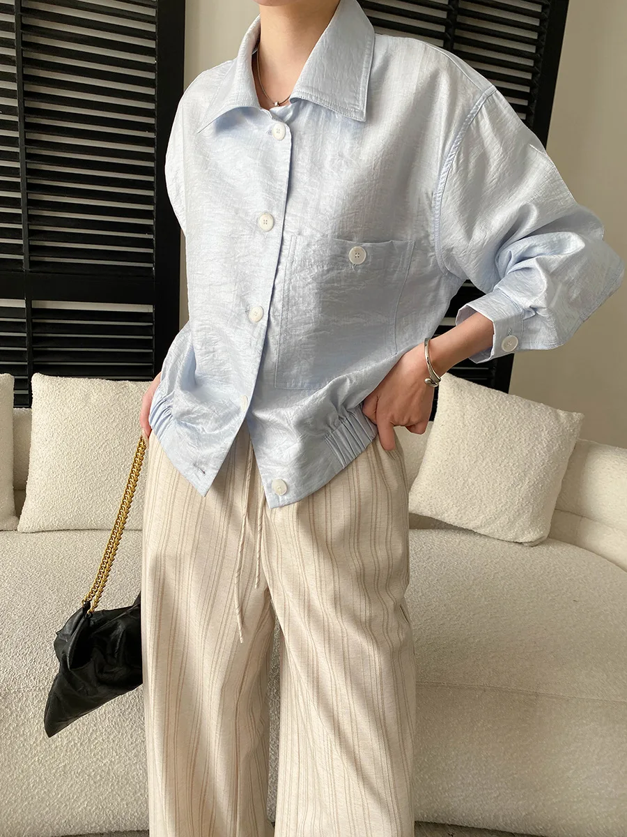 

Spring women's casual solid color large pocket workwear jacket, shirt jacket