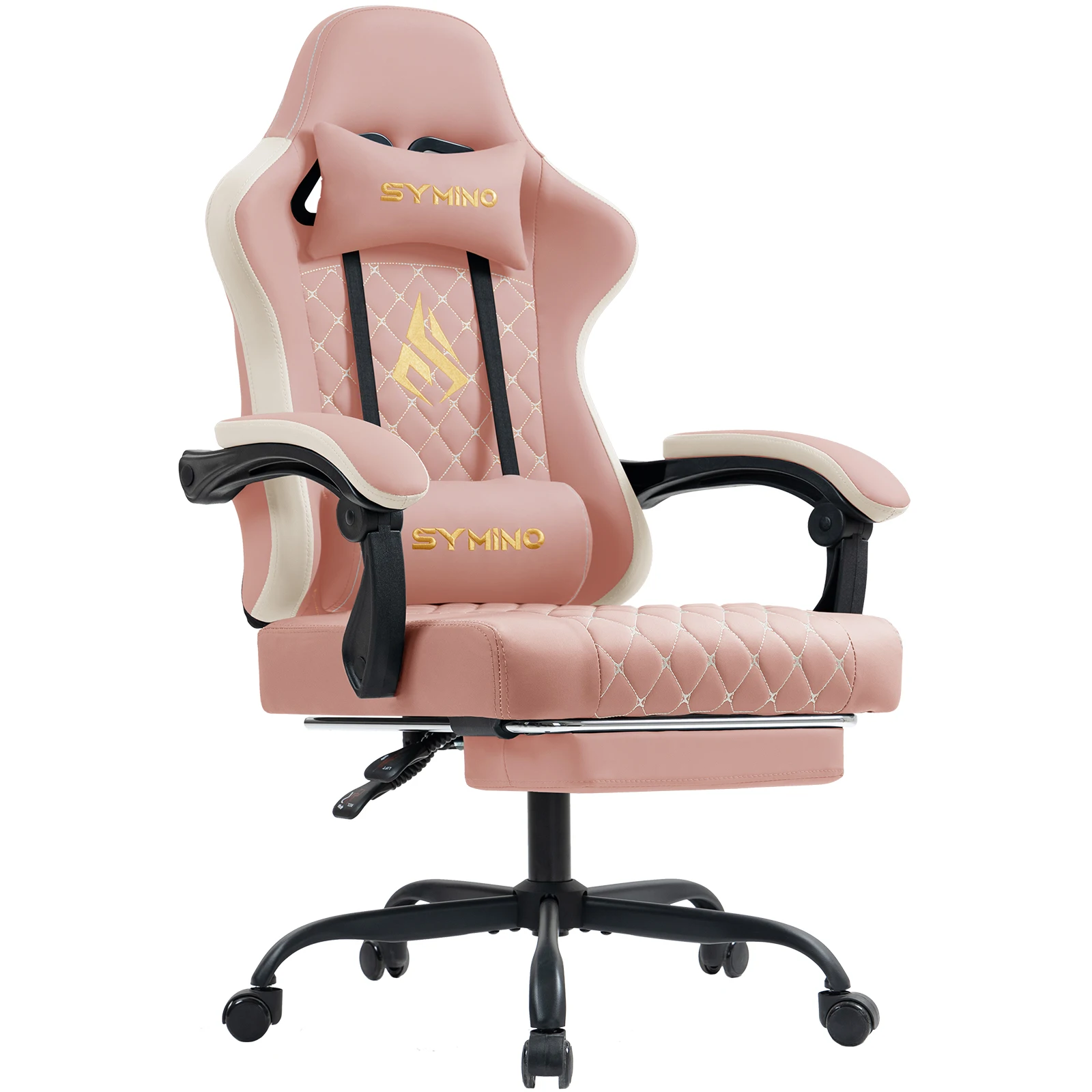 【新品未使用未開封】Symino ゲーミングチェア - レーシングスタイルの人間工学に基づいたオフィスチェア、耐荷重200kg、調節可能なアームレスト、ヴィンテージPUレザー、フットレスト付きゲーミングチェア Symino ゲーミングチェア、レーシングスタイル、フットレストと調節